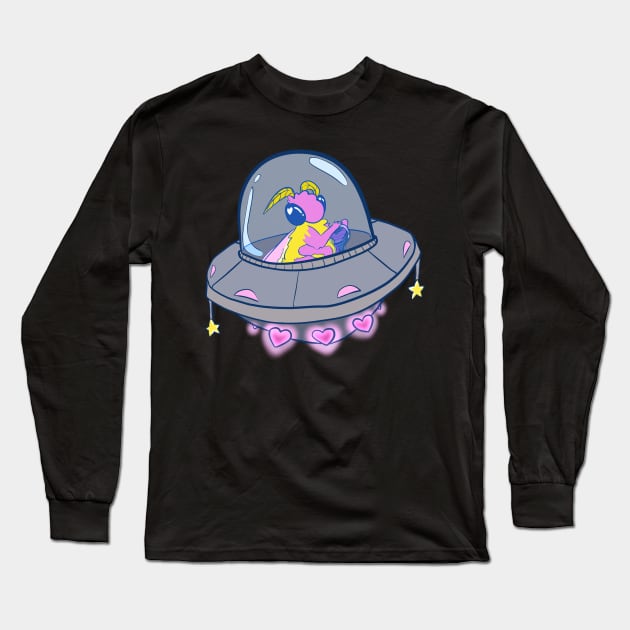 Moth UFO Long Sleeve T-Shirt by Lustrous Art & Design